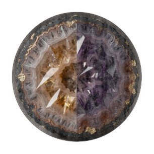 Amethyst Citrin gespaltenes Geode Kristall Luxus Schneidebrett