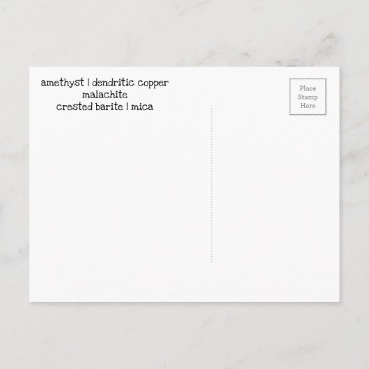 Amethyst Copper Malachite Barite Mica Minerals db2 Postkarte (Rückseite)