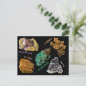 Amethyst Copper Malachite Barite Mica Minerals db2 Postkarte (Stehend Vorderseite)