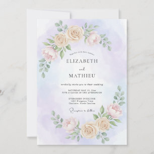 Amethyst Cream Pfingstrosen-Hochzeit Einladung