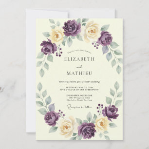 Amethyst Creme Ranunculus Eukalyptus Hochzeit Einladung