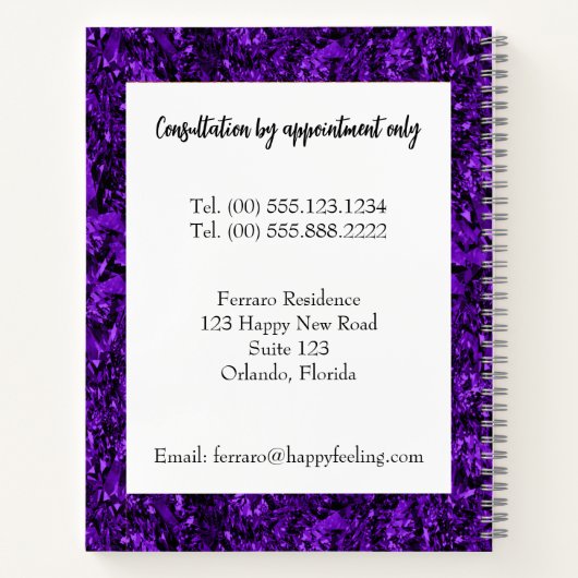 Amethyst Crystal Ball Glitzer Medium Clairvoyant Notizblock (Rückseite)