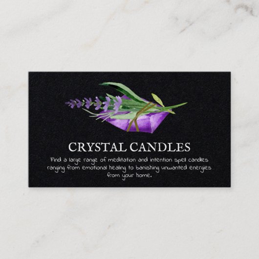 Amethyst Crystal Candle Intention Zauber Business  Visitenkarte (Vorderseite)