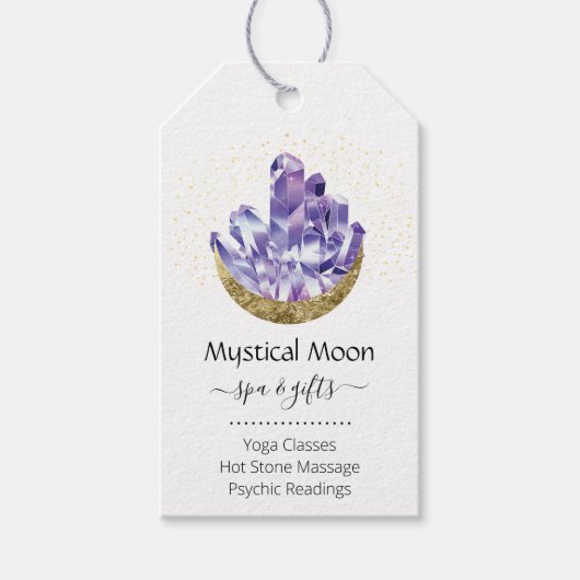 Amethyst Crystal Cluster Gold Crescent Moon Mystic Geschenkanhänger (Vorderseite)