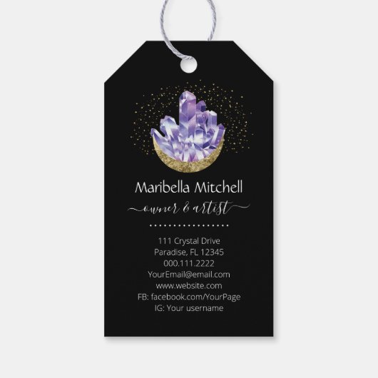 Amethyst Crystal Cluster Gold Crescent Moon Mystic Geschenkanhänger (Rückseite)