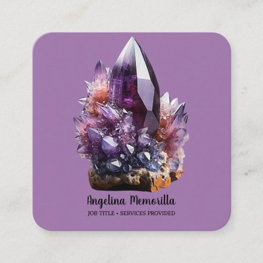 Amethyst Crystal Cluster Quadratische Visitenkarte (Vorderseite)