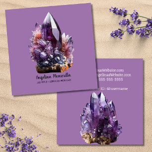 Amethyst Crystal Cluster Quadratische Visitenkarte