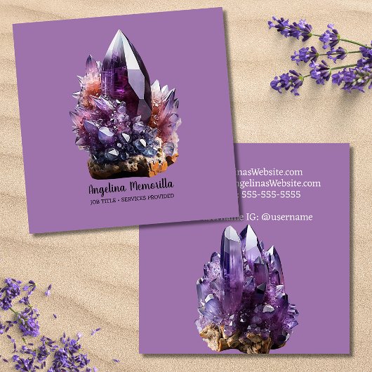 Amethyst Crystal Cluster Quadratische Visitenkarte