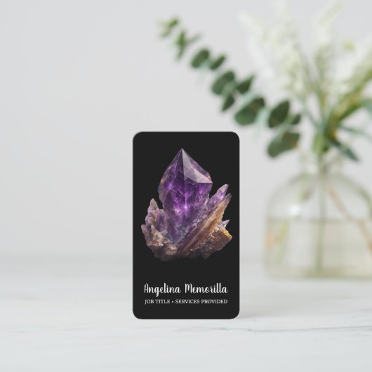 Amethyst Crystal Cluster Visitenkarte (Stehend Vorderseite)