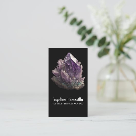Amethyst Crystal Cluster Visitenkarte (Stehend Vorderseite)