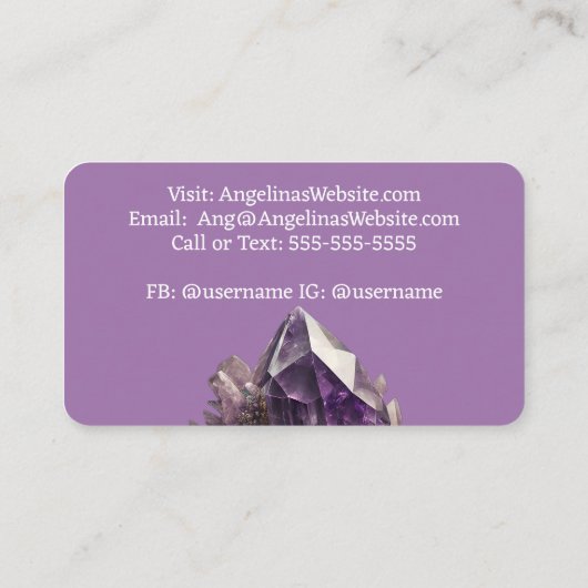 Amethyst Crystal Cluster Visitenkarte (Rückseite)