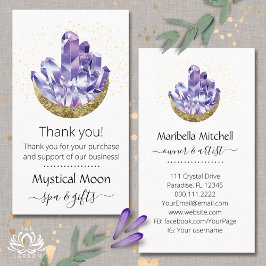 Amethyst Crystal Crescent Moon Kunde Vielen Dank Visitenkarte