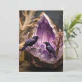 Amethyst Crystal - Crows Blackbird Ravens Einladung (Stehend Vorderseite)