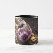 Amethyst Crystal - Crows Blackbird Ravens Tasse (Zentrum)