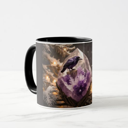 Amethyst Crystal - Crows Blackbird Ravens Tasse (Vorderseite Links)