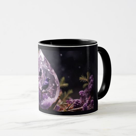 Amethyst Crystal - Crows Blackbird Ravens Tasse (VorderseiteRechts)