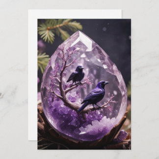 Amethyst Crystal - Crows Ravens Christmas Feiertagskarte