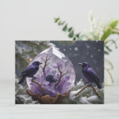 Amethyst Crystal - Crows Ravens Christmas Feiertagskarte (Stehend Vorderseite)