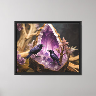 Amethyst Crystal - Crows Ravens Leinwanddruck