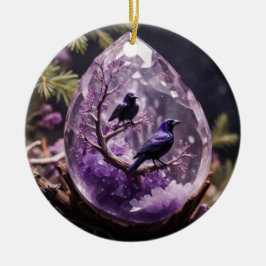 Amethyst Crystal - Crows Ravens Weihnachtsschmuck