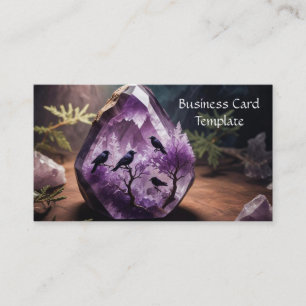 Amethyst Crystal Energy Ravens Business Card Visitenkarte