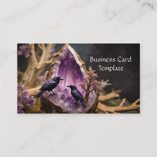 Amethyst Crystal Energy Ravens Business Card Visitenkarte (Vorderseite)