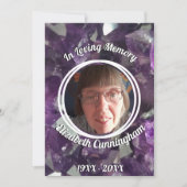 Amethyst Crystal Foto Memorial Program Einladung (Vorderseite)