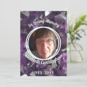 Amethyst Crystal Foto Memorial Program Einladung (Stehend Vorderseite)