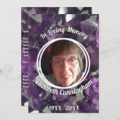 Amethyst Crystal Foto Memorial Program Einladung (Vorne/Hinten)