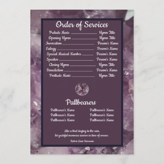 Amethyst Crystal Fotos und Zitat Programm (Rückseite)