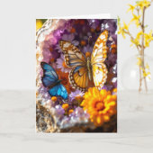 Amethyst Crystal Garden Butterfly Grußkarte Karte (Gelbe Blume)