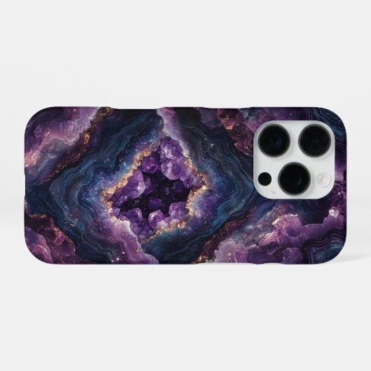 Amethyst Crystal Geode Druzy Imitats 3D Stone iPhone Hülle (Rückseite (Horizontal))