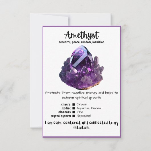 Amethyst Crystal Meaning Card Einladung (Vorderseite)