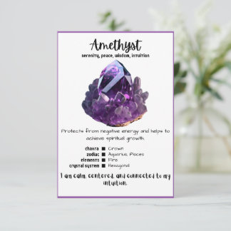 Amethyst Crystal Meaning Card Einladung