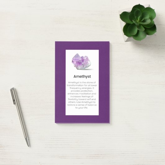 Amethyst Crystal Meaning Juwelier Display Card Post-it Klebezettel (Büro)