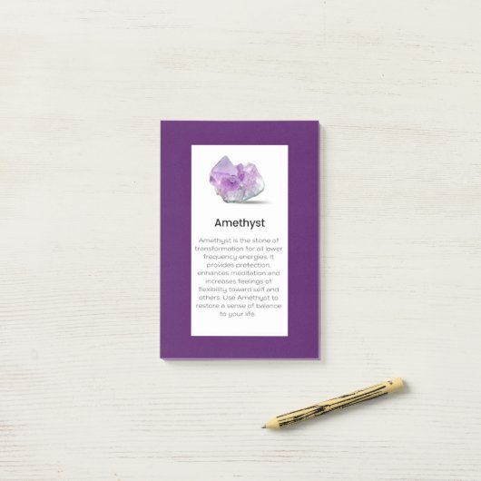 Amethyst Crystal Meaning Juwelier Display Card Post-it Klebezettel (Auf Schreibtisch)