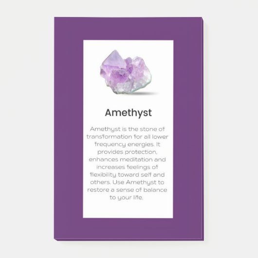 Amethyst Crystal Meaning Juwelier Display Card Post-it Klebezettel (Vorderseite)