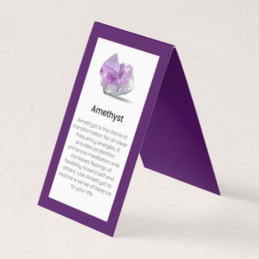 Amethyst Crystal Meaning Juwelier Display Card Visitenkarten (Vorderseite)