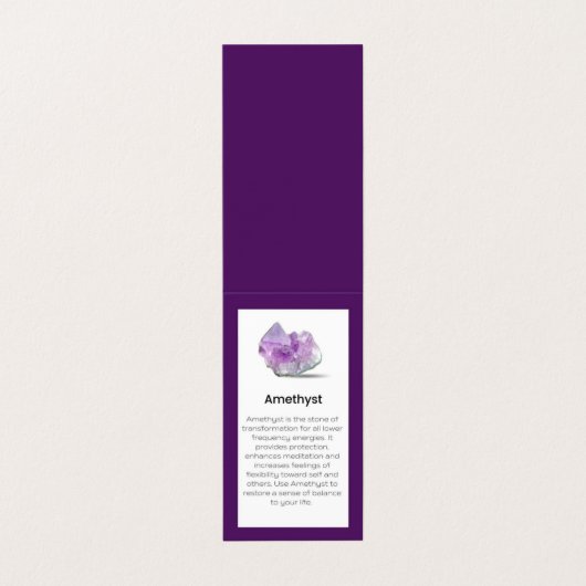 Amethyst Crystal Meaning Juwelier Display Card Visitenkarten (Außenseite Aufgefaltet)
