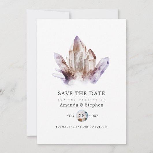 Amethyst Crystal Wedding Save The Date (Vorderseite)