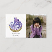 Amethyst Crystals Crescent Moon Mystical Foto Visitenkarte (Vorderseite)