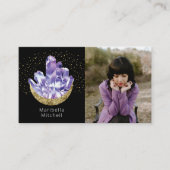 Amethyst Crystals Crescent Moon Mystical Foto Visitenkarte (Vorderseite)