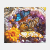 Amethyst Crystals Garden Butterfly Fleecedecke (Vorderseite (Horizontal))