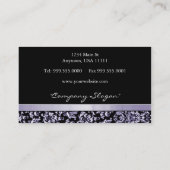 Amethyst Damask Ribbon Business Card Visitenkarte (Rückseite)