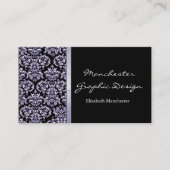 Amethyst Damask Ribbon Business Card Visitenkarte (Vorderseite)