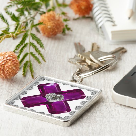 Amethyst Diamond Art, Lila Schlüsselanhänger (Seite)