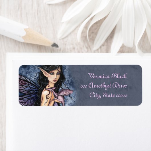 Amethyst Dragon Fairy Fantasy Art Labels (Insitu)
