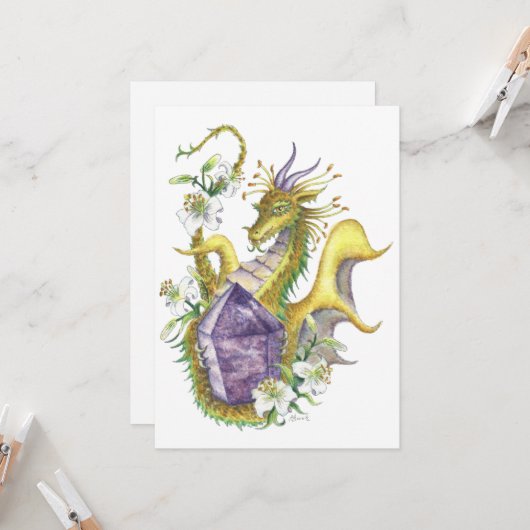 Amethyst Dragon - Grußkarte Karte (Vorderseite/Rückseite Beispiel)