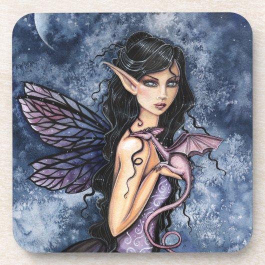 Amethyst Dragon Lila Faiasy Fantasy Art Untersetzer (Vorderseite)