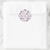 Amethyst Dream Watercolor & Gold Glitter Hearts Runder Aufkleber (Tasche)
